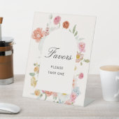 カラフルな春の花のアーチの引き出物 台座サイン (インサイチュ)