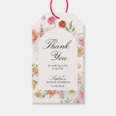 カラフルな春の花のアーチ サンクス ギフトタグ (正面)