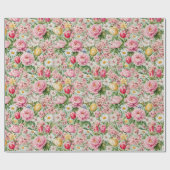 カラフルな春の花のイラスト ラッピングペーパー (フラット)