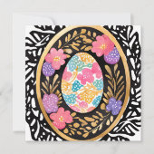 カラフルな春の花のイースターエッグ水彩画 シーズンカード (正面)