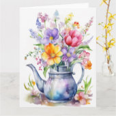 カラフルな春の花のカード カード (黄色い花)