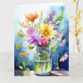 カラフルな春の花のカード カード (黄色い花)