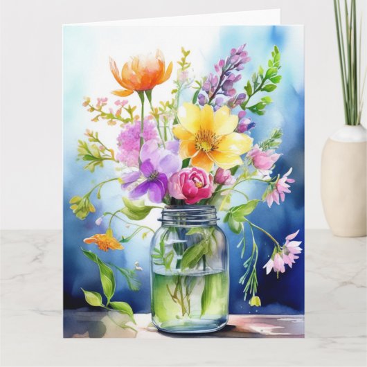 カラフルな春の花のカード カード (正面)