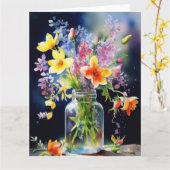 カラフルな春の花のカード カード (黄色い花)