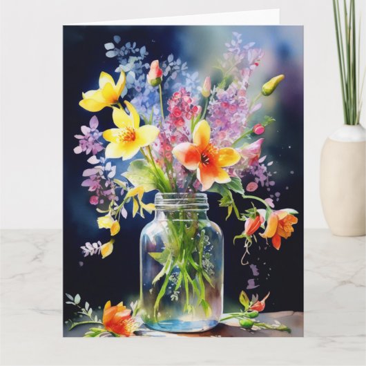 カラフルな春の花のカード カード (正面)