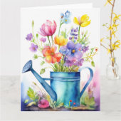 カラフルな春の花のカード カード (黄色い花)