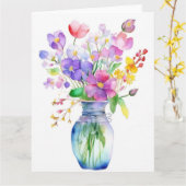 カラフルな春の花のカード カード (黄色い花)