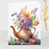 カラフルな春の花のカード カード (黄色い花)