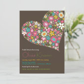 カラフルな春の花のハートのブライダルシャワーの招待 招待状 (スタンド正面)