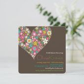 カラフルな春の花のハートのブライダルシャワーの招待 招待状 (スタンド正面)