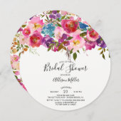 カラフルな春の花のブライダルシャワーの招待状 招待状 (正面/裏面)