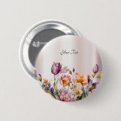 カラフルな春の花のボタン 缶バッジ (正面&裏面)