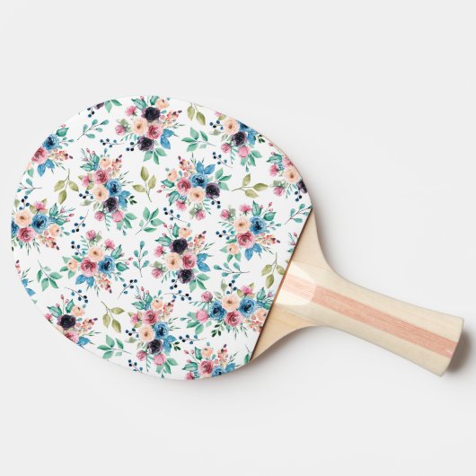 カラフルな春の花の模様 卓球ラケット (横)