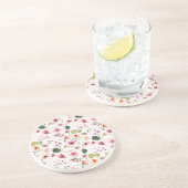 カラフルな春の花の水彩パターン コースター (側面)