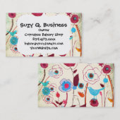 カラフルな春の花の鳥のクワの青いオレンジ 名刺 (正面/裏面)