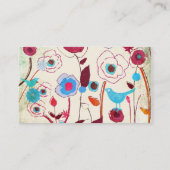 カラフルな春の花の鳥のクワの青いオレンジ 名刺 (裏面)