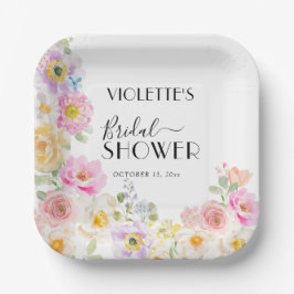 カラフルな春の花びら ウェディングシャワーデコレーション ペーパープレート