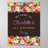 カラフルな春の花園の誕生日おめでとう ポスター (正面)