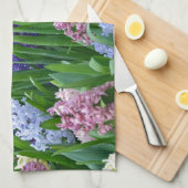 カラフルな春の花園 キッチンタオル (四つ折り)