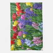 カラフルな春の花園 キッチンタオル (縦)