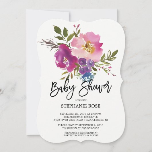 カラフルな春の花束ベビーシャワー招待状 招待状 (正面)