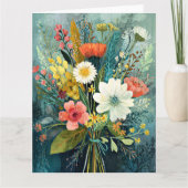 カラフルな春の花束 カード (正面)