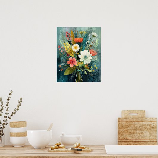 カラフルな春の花束 ポスター (キッチン)