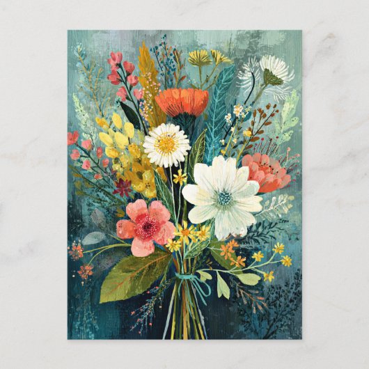 カラフルな春の花束 ポストカード (正面)