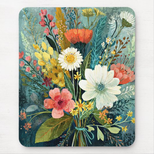 カラフルな春の花束 マウスパッド (正面)