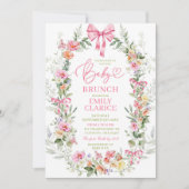 カラフルな春の花柄の女の子のベビーブランチ 招待状 (正面)