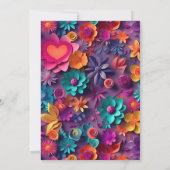 カラフルな春の花柄の結婚式 招待状 (裏面)