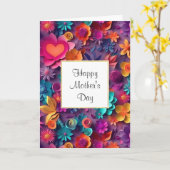 カラフルな春の花模様の母の日 カード (黄色い花)