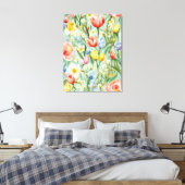カラフルな春の花畑の絵画 キャンバスプリント (インサイチュ (寝室))