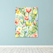 カラフルな春の花畑の絵画 キャンバスプリント (インサイチュ (ウッドフロア))