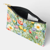 カラフルな春の花畑の絵 アクセサリーポーチ (見開き)