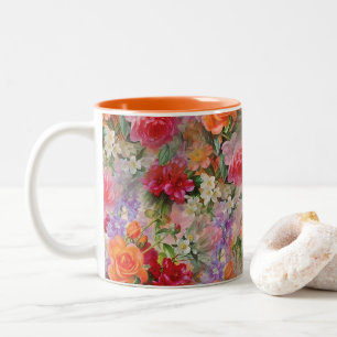 カラフルな春の花 ツートーンマグカップ