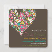 カラフルな春の花 ハート ブライダルシャワーの招待状 招待状 (正面)