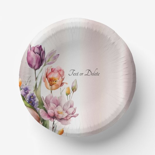 カラフルな春の花 ペーパーボウル (正面)