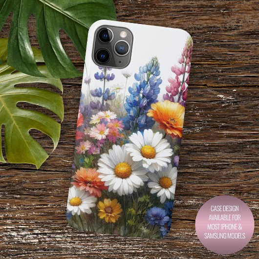 カラフルな春の野の花のフラワーウォーターカラーアート Case-Mate iPhoneケース