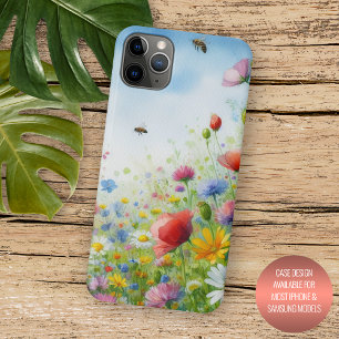 カラフルな春の野の花のフラワーウォーターカラーアート iPhone 11 PRO MAXケース