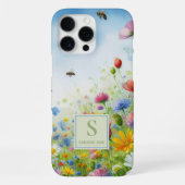 カラフルな春の野の花のフラワーウォーターカラーアート iPhoneケース (裏面)