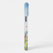 カラフルな春の野の花のフラワーウォーターカラーアート iPhoneケース (右側面)