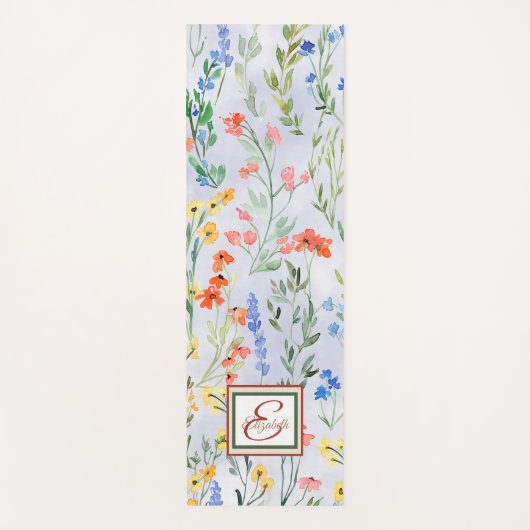 カラフルな春の野の花の草原 ヨガマット (正面)