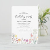 カラフルな春の野の花の誕生日パーティー 招待状 (スタンド正面)