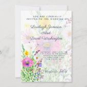 カラフルな春の野の花をあしらったオーダーメイドのウェディング 招待状 (正面)
