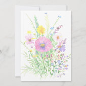 カラフルな春の野の花をあしらったオーダーメイドのウェディング 招待状 (裏面)