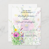 カラフルな春の野の花 オーダーメイド セーブザデート (正面/裏面)