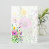 カラフルな春の野花が敷き詰められたウェディング 招待状 (スタンド正面)