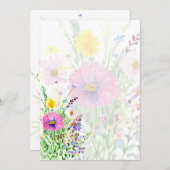 カラフルな春の野花が敷き詰められたウェディング 招待状 (正面/裏面)