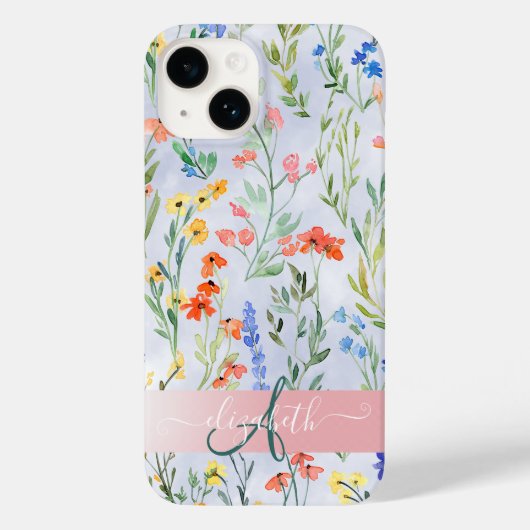 カラフルな春の野花の草原モノグラム Case-Mate iPhoneケース (裏面)